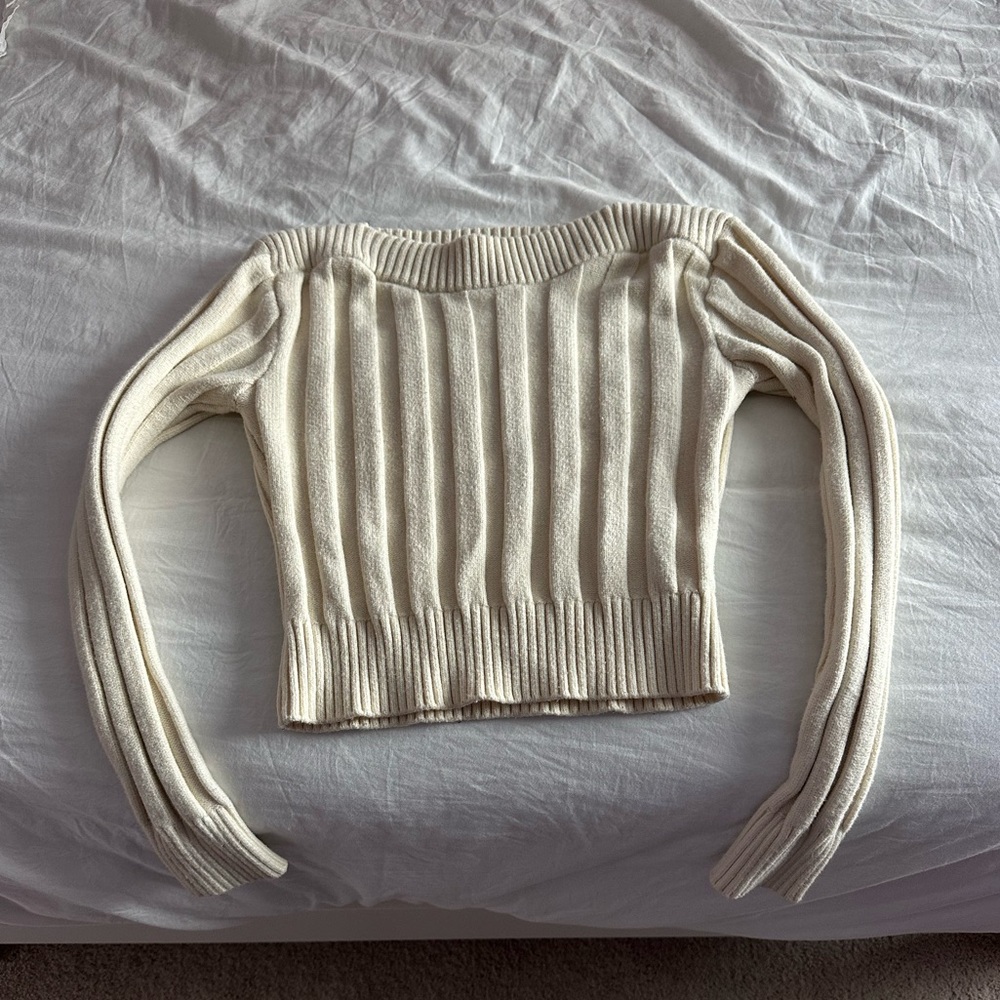 Steve Madden Cream Off-Shoulder Sweater